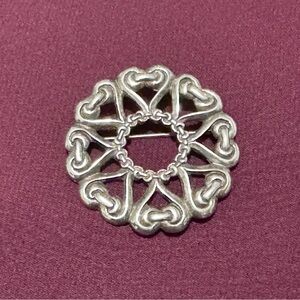 Elegant Sterling Silver Celtic Knots Hearts Brooch